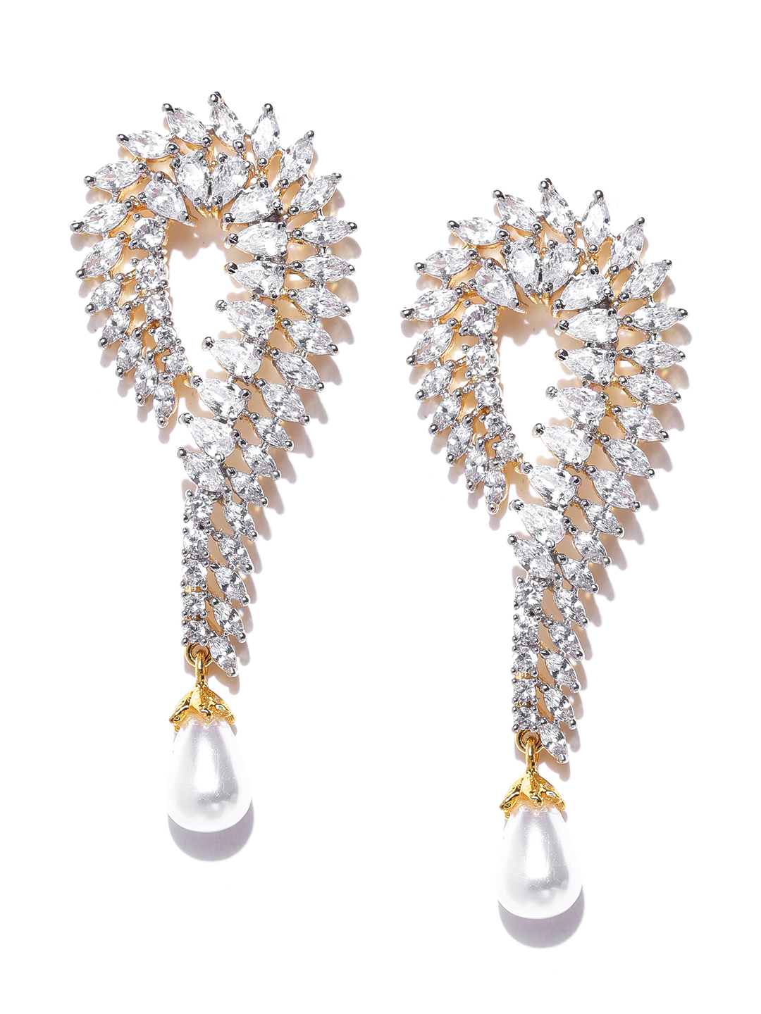 YouBella Gold-Plated Stone-Studded Drop Earrings
